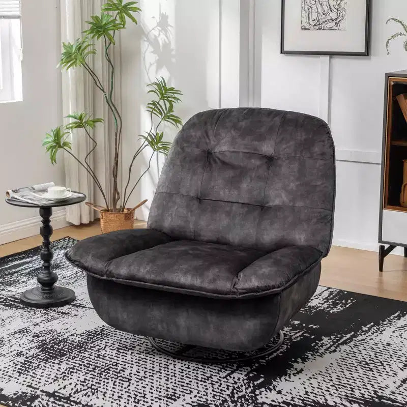 Fauteuil berçant et inclinable pivotant, support de téléphone portable en velours estampillé or, salle de lecture, marron naturel