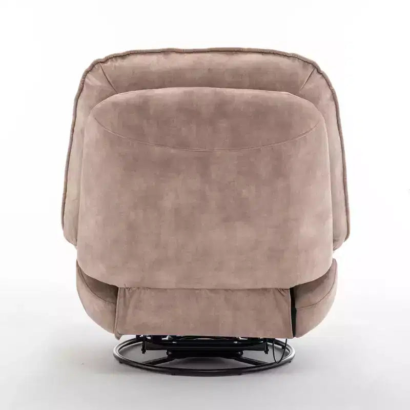 Fauteuil berçant et inclinable pivotant, support de téléphone portable en velours estampillé or, salle de lecture, marron naturel