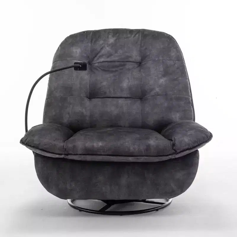 Fauteuil berçant et inclinable pivotant, support de téléphone portable en velours estampillé or, salle de lecture, marron naturel