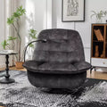 MAYEERTY Swivel Gliding Rocking Recliner, Mobile Phone Holder Gold-Stamped Velvet, Reading Room, Natural Brown