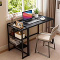 35 inch Folding Desk Writing Computer Desk with Storage Shelf,Spaces Saving Writing Sturdy Table No Assembly,for for Bedroom, Home Office, Dorm