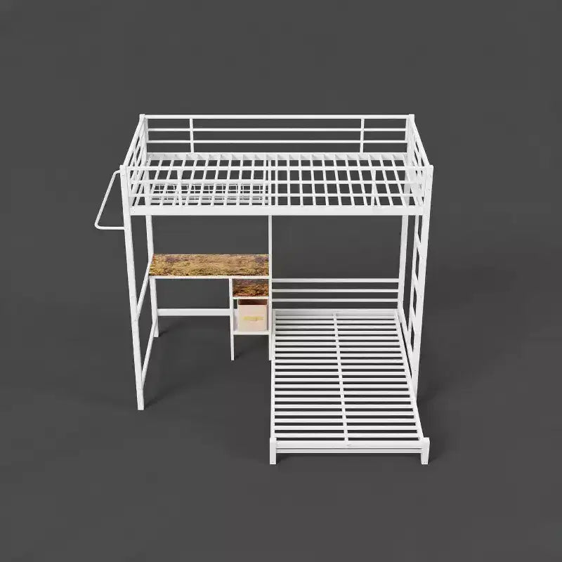 Lit superposé d'angle en métal, format simple, avec rangement et bureau intégré, cadre de lit contemporain pour chambre à coucher, appartements