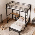 Okak Twin Size Metal L-Shaped Bunk Bed with Storage & Desk Station,Contemporary Bed Frame for Bedroom,Apartments