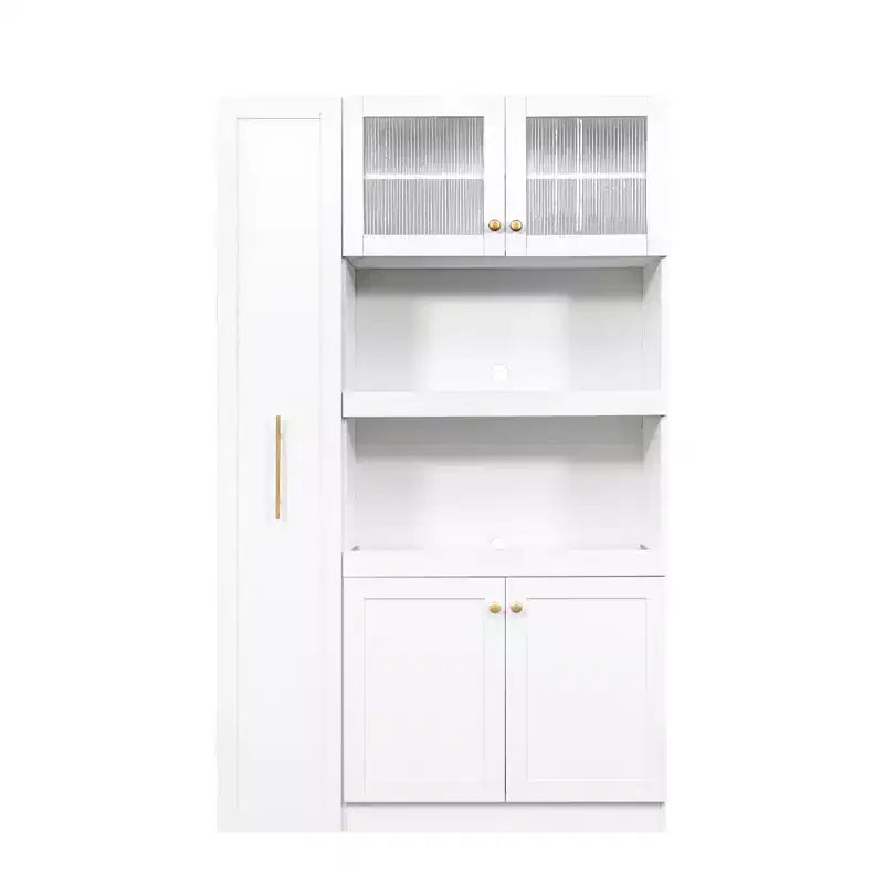Armoire de cuisine avec étagères coulissantes, buffet de style ferme, organisateurs de garde-manger à 4 portes
