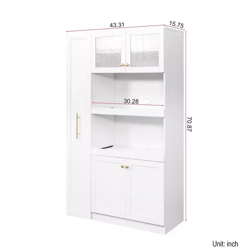 Armoire de cuisine avec étagères coulissantes, buffet de style ferme, organisateurs de garde-manger à 4 portes