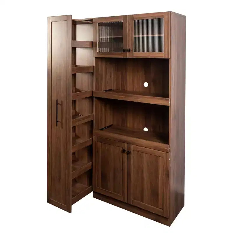 Armoire de cuisine avec étagères coulissantes, buffet de style ferme, organisateurs de garde-manger à 4 portes