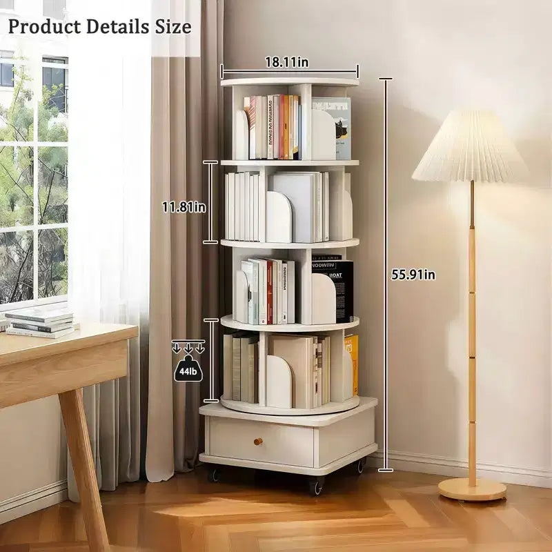 Étagère rotative à 5/6 niveaux, bibliothèque ronde moderne pivotante avec plusieurs étagères, tour de bibliothèque rotative pour chambre, salon, bureau