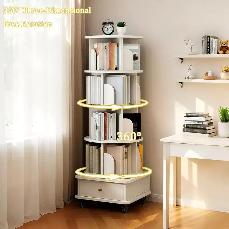 Étagère rotative à 5/6 niveaux, bibliothèque ronde moderne pivotante avec plusieurs étagères, tour de bibliothèque rotative pour chambre, salon, bureau