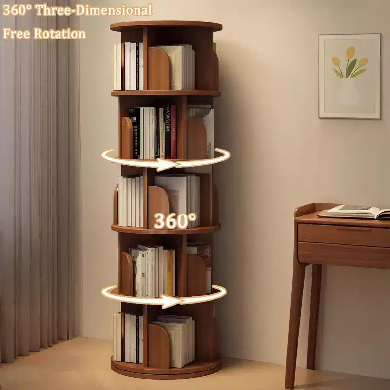 Étagère rotative à 5/6 niveaux, bibliothèque ronde moderne pivotante avec plusieurs étagères, tour de bibliothèque rotative pour chambre, salon, bureau