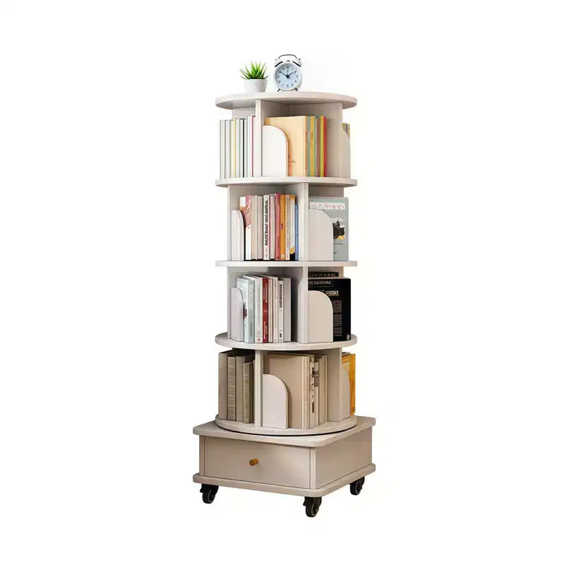 Étagère rotative à 5/6 niveaux, bibliothèque ronde moderne pivotante avec plusieurs étagères, tour de bibliothèque rotative pour chambre, salon, bureau