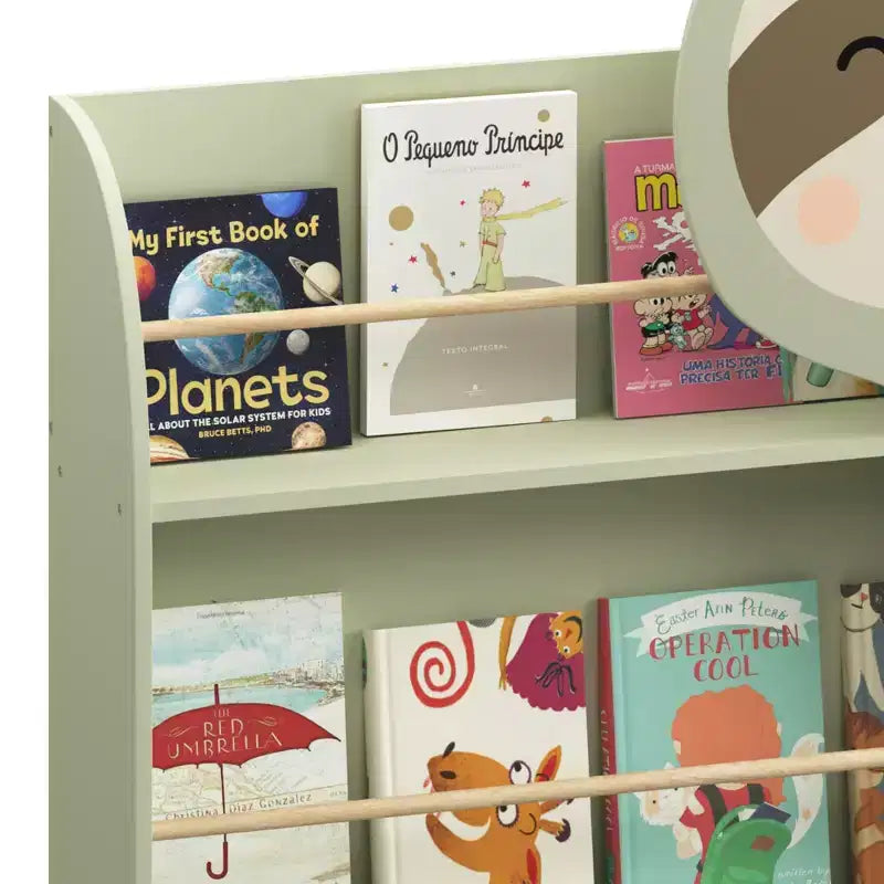 Étagère à livres paresseux pour enfants, meuble de rangement à 3 niveaux pour livres, avec kit anti-basculement, étagère en bois pour chambre d'enfant, salle de jeux et coin lecture, vert