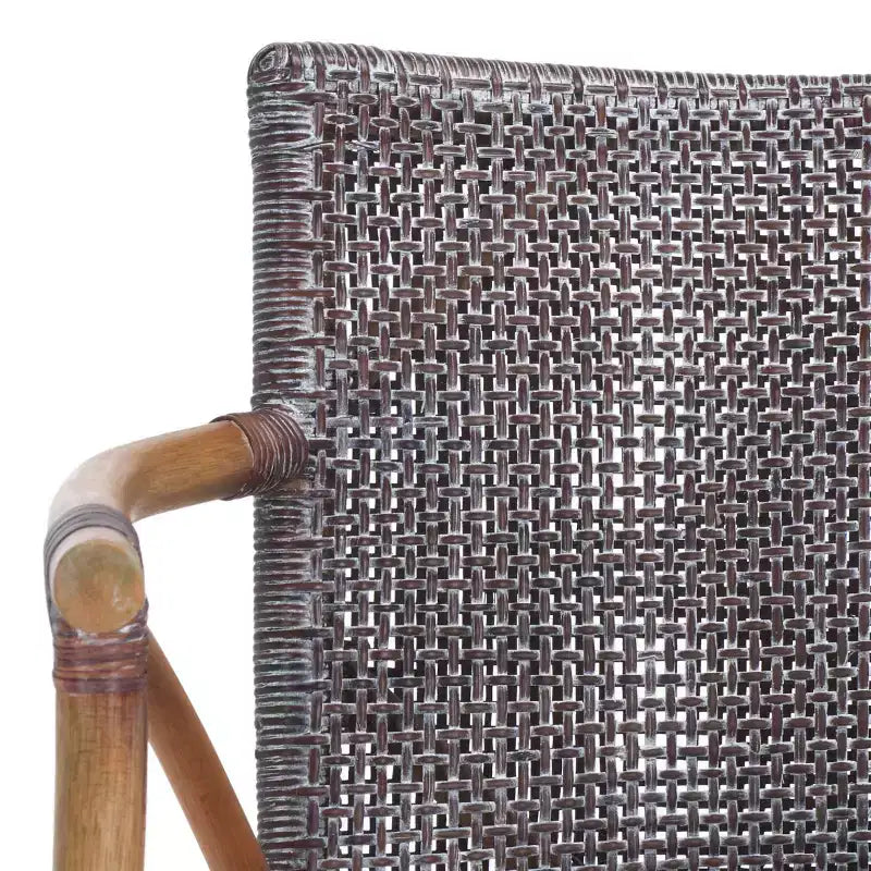 Tabouret de bar moderne | Structure en acajou, coussins en lin, accoudoirs et repose-pieds