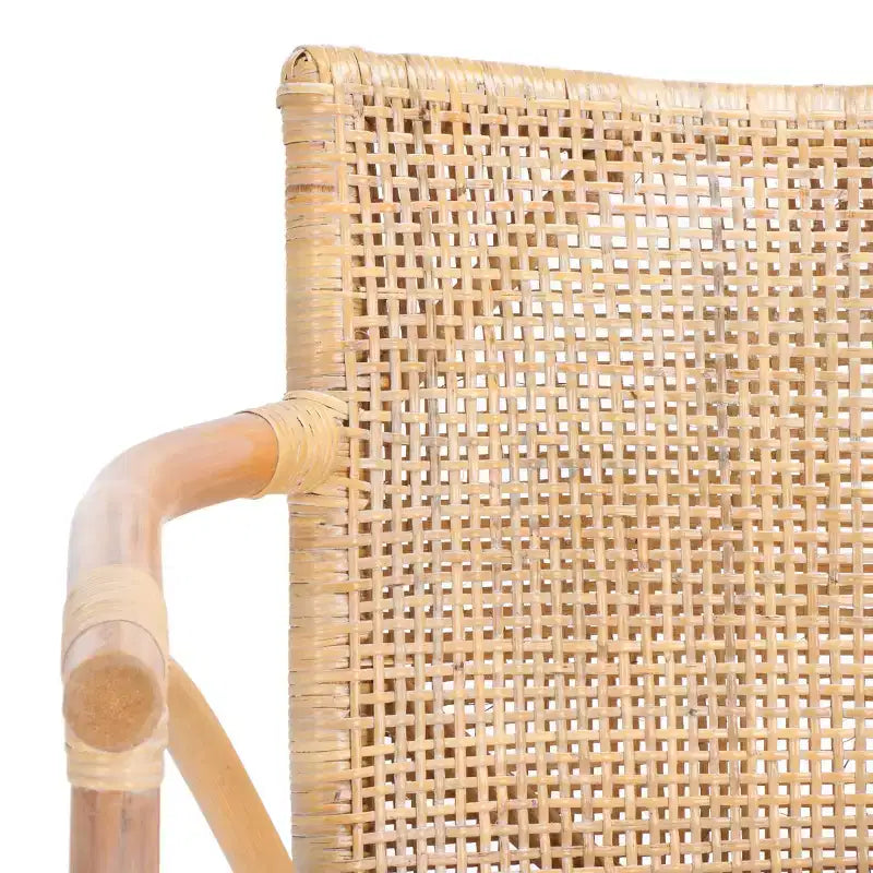 Tabouret de bar moderne | Structure en acajou, coussins en lin, accoudoirs et repose-pieds
