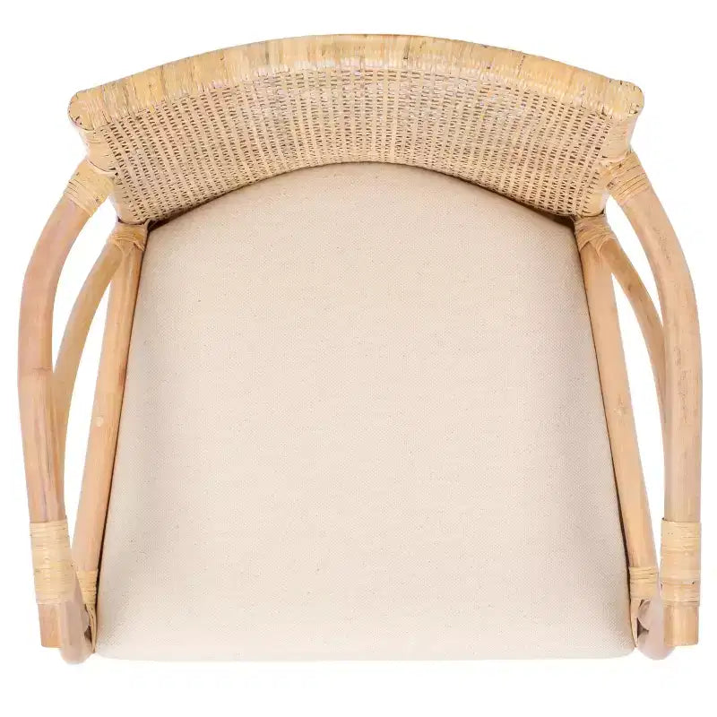 Tabouret de bar moderne | Structure en acajou, coussins en lin, accoudoirs et repose-pieds