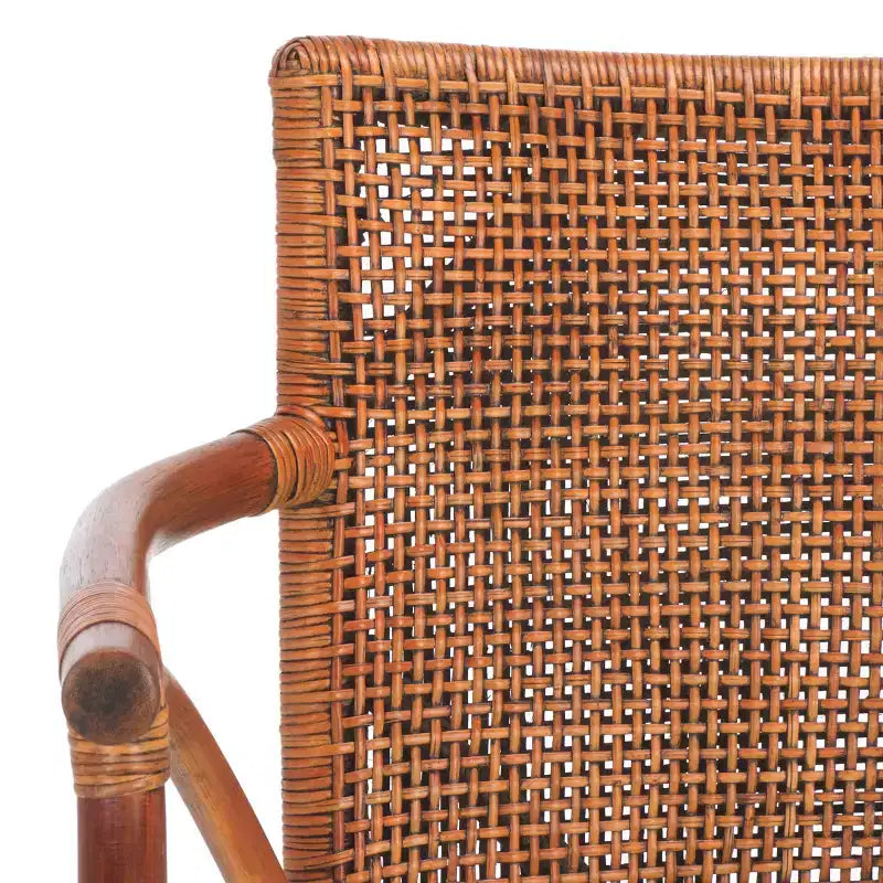 Tabouret de bar moderne | Structure en acajou, coussins en lin, accoudoirs et repose-pieds