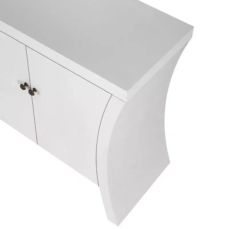 Buffet bahut moderne à 4 portes avec poignées en bronze et pieds arqués, crédence de salle à manger pour salon ou entrée