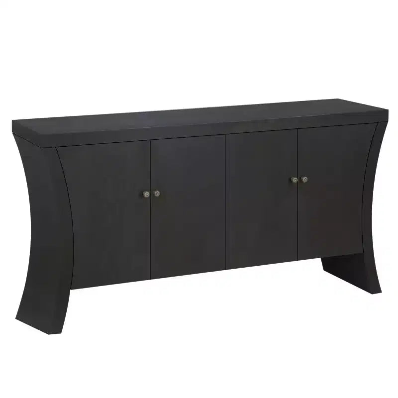 Buffet bahut moderne à 4 portes avec poignées en bronze et pieds arqués, crédence de salle à manger pour salon ou entrée