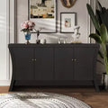 Modern 4-Door Sideboard Buffet Cabinet with Bronze Handles and Arc Legs, Dining Room Credenza for Living Room or Entryway - Panipeachy