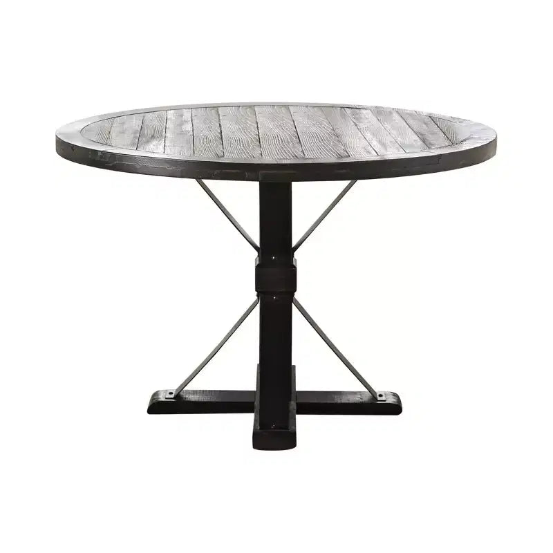 Greiger Round Dining Table Black - HOMES: Inside + Out: Rustic Farmhouse Pedestal Base, Seats 4