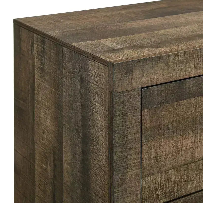 Table de chevet à 2 tiroirs, Noyer, Poignées bronze, Doublure en feutre, MDF composite
