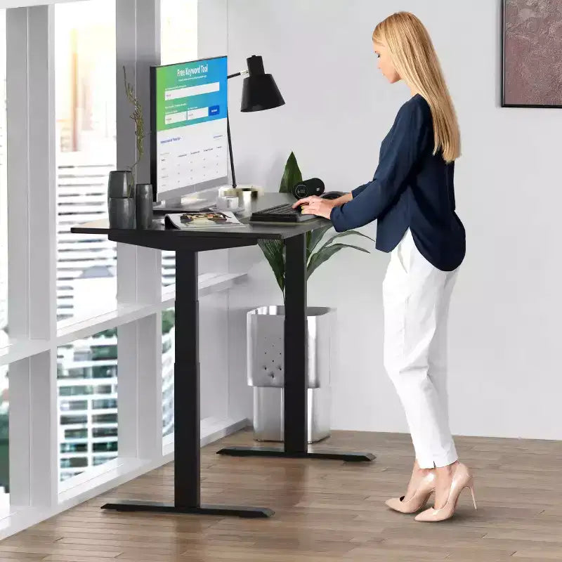Bureau debout électrique 60"x30" réglable en bambou noir