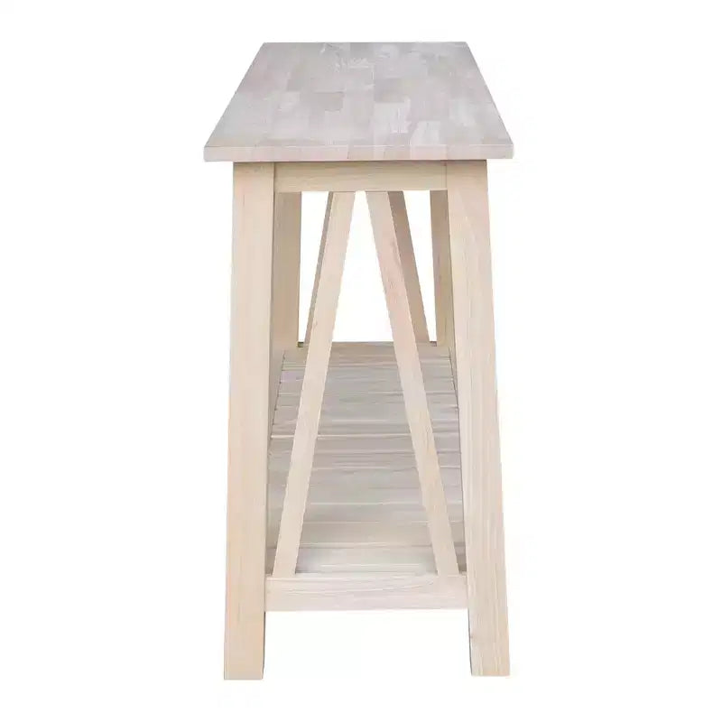 Console Table de Canapé, Cadre en Bois Dur non fini, Pieds en Bois, Forme Rectangulaire