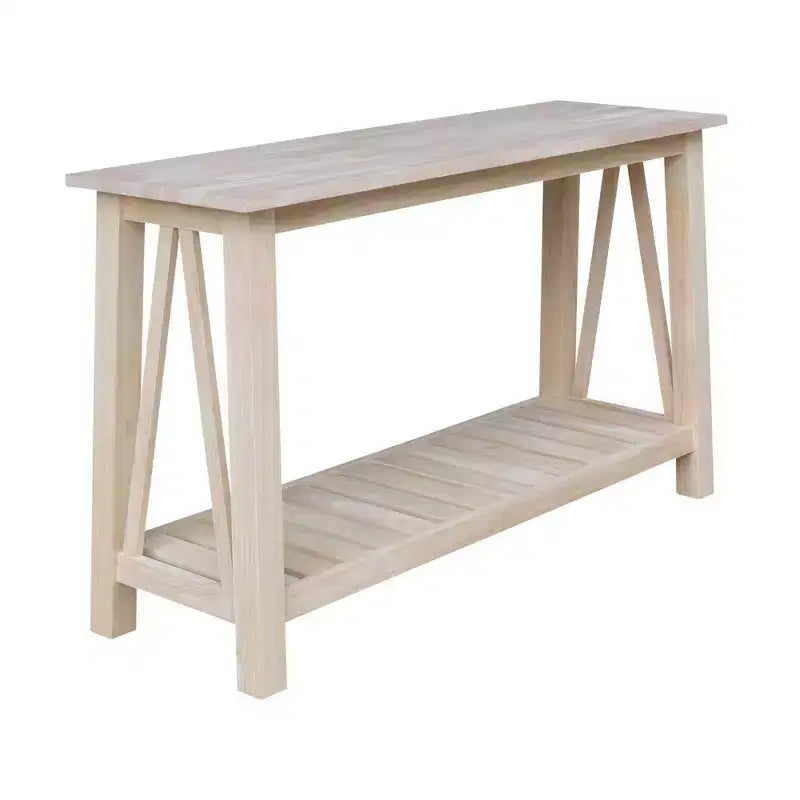 Console Table de Canapé, Cadre en Bois Dur non fini, Pieds en Bois, Forme Rectangulaire