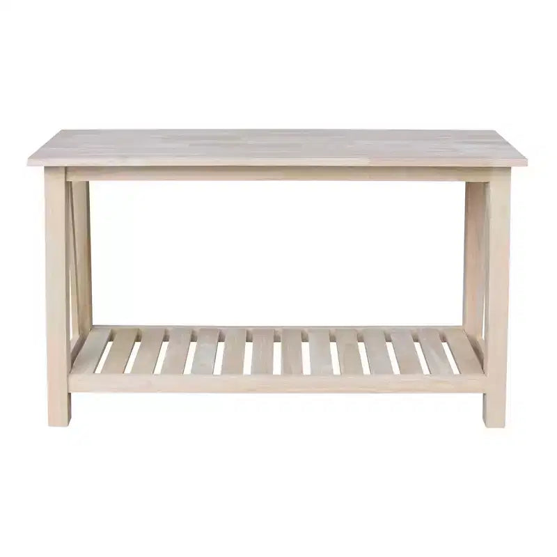Console Table de Canapé, Cadre en Bois Dur non fini, Pieds en Bois, Forme Rectangulaire