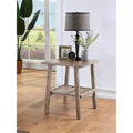 Table d'appoint style ferme grise, 61 cm de haut, bois d'acacia, étagère à lattes