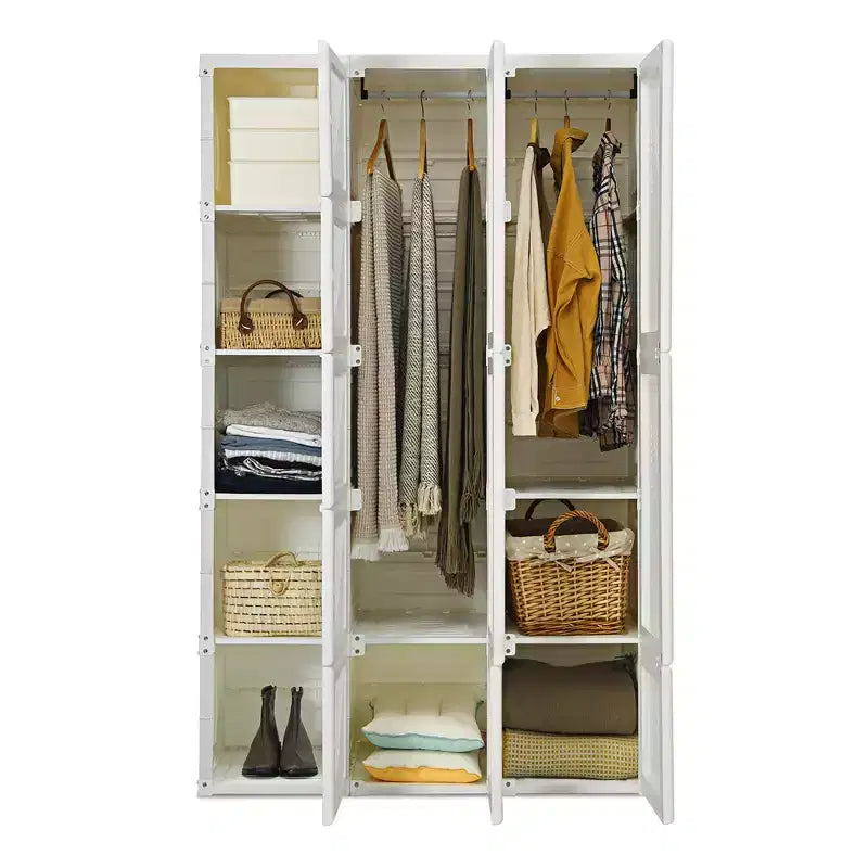 Armoire Portable, Placard Pliable Moderne avec 12 Compartiments de Rangement