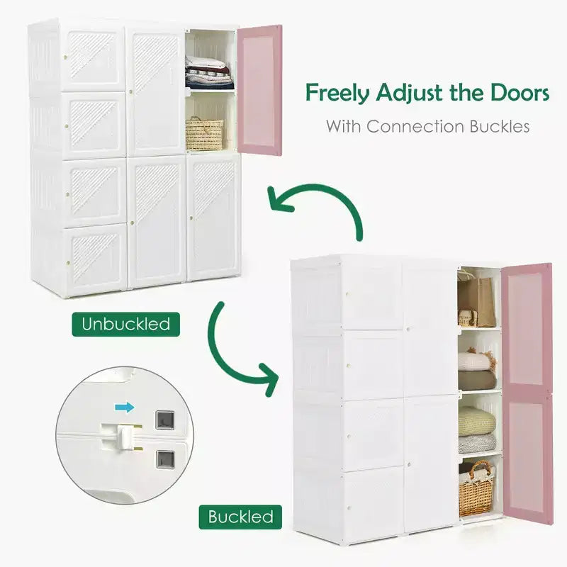 Armoire Portable, Placard Pliable Moderne avec 12 Compartiments de Rangement