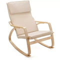 Costway Modern Bentwood Rocking Chair Fabric Upholstered Relax Rocker Lounge Chair Gray\Beige