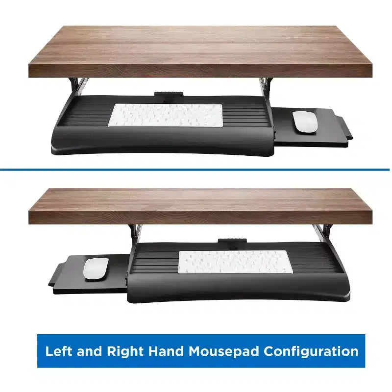 Tiroir à clavier sous le bureau avec plateforme pour souris, plateau de clavier coulissant facile de 21 pouces de large sous le comptoir